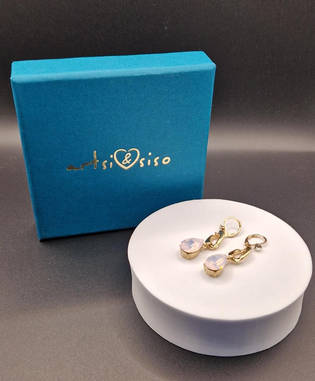 Pink Crystal Glass Drop Earrings  