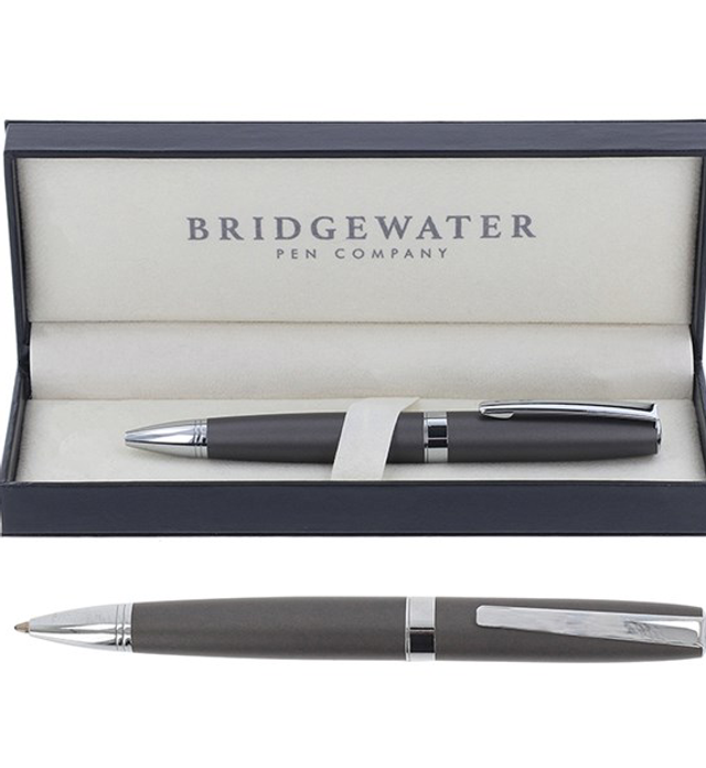 Stationery Bridgewater Hereford Grey &amp; Chrome Ballpoint Pen 