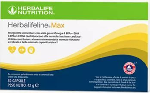Herbalifeline® Max – Integratore Omega-3 EPA e DHA da Olio di Pesce Sostenibile – 30 Capsule