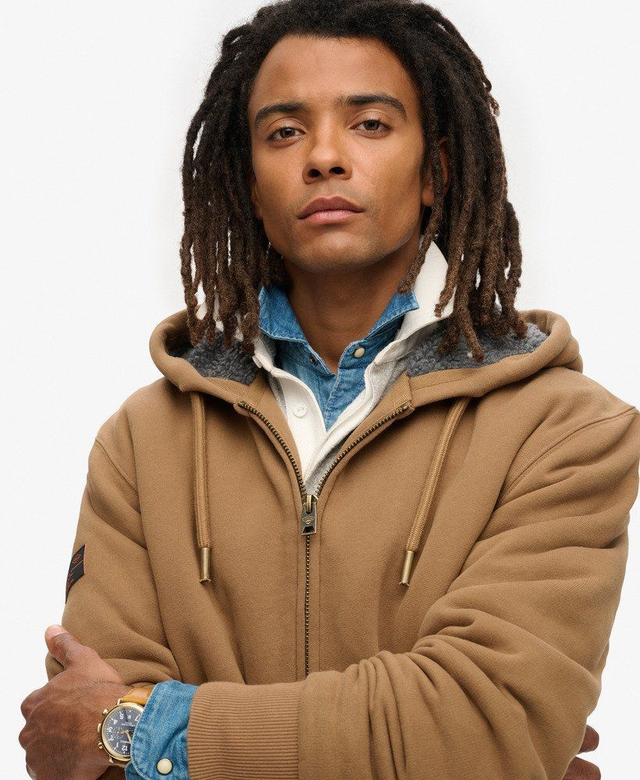 SUPERDRY Felpa con zip e cappuccio foderata in borg