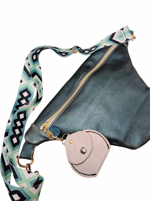 Sac banane - grand modèle bleu métallisé