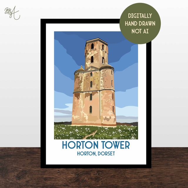 Horton Tower, Travel Poster Print - Vintage Style Dorset Wall Art