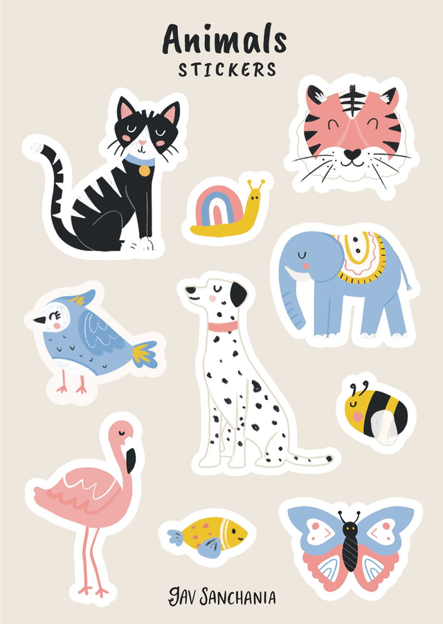 Animals sticker sheet