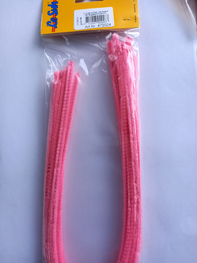 Pijpenragers / chenilledraad roze(472024)