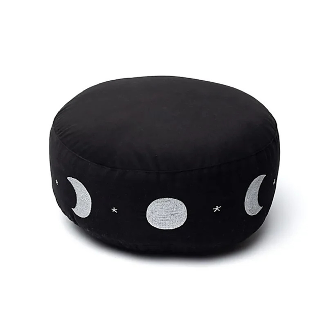 Coussin de méditation noir phases de lune