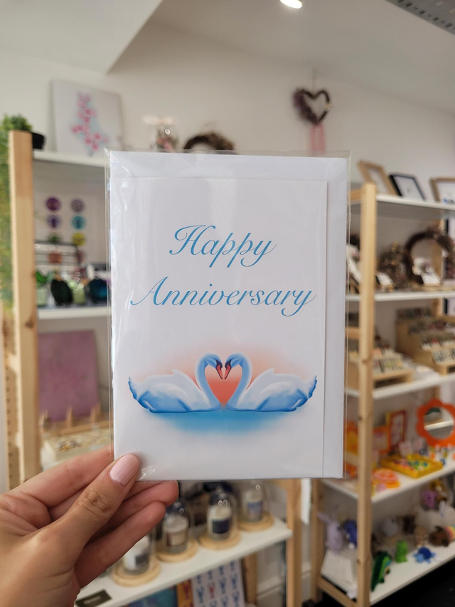 Happy Anniversary Swan Couple Greetings Card - NW-010