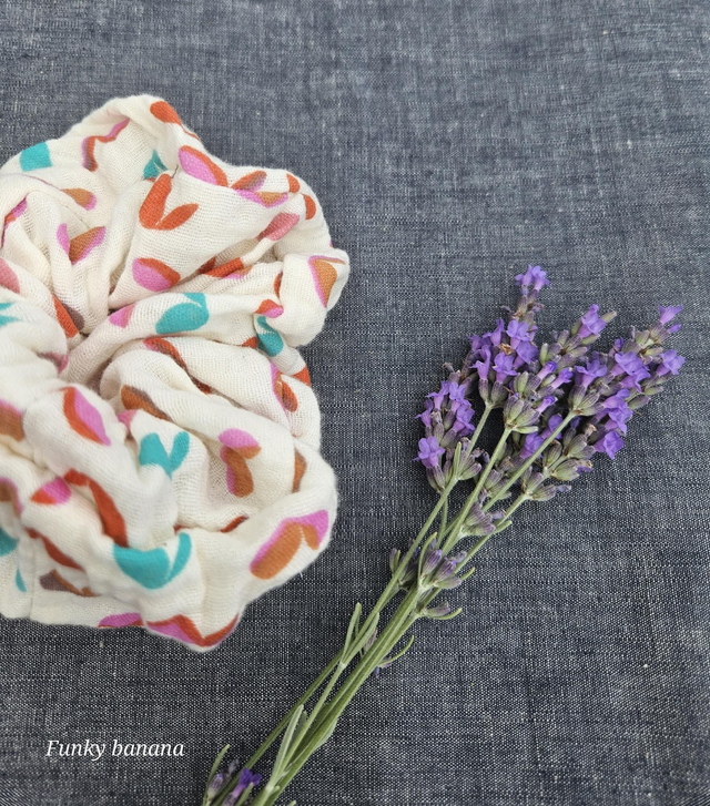 Chouchou écru motif papillons