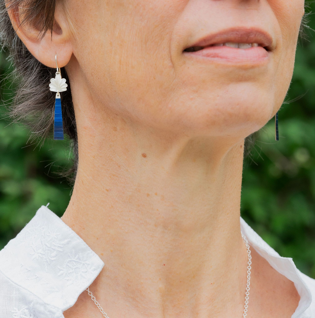 Boucles d'oreilles Calyx - Argent, bleu