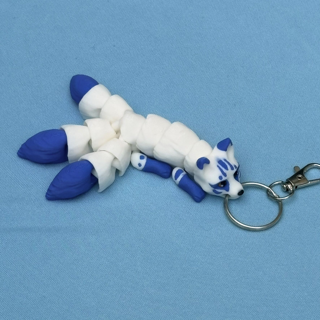 3D Printed Three-tailed fox Kitsune Japanese folklore Keyring