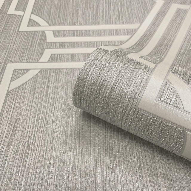 Grasscloth Geo Silver - Belgravia - 2917