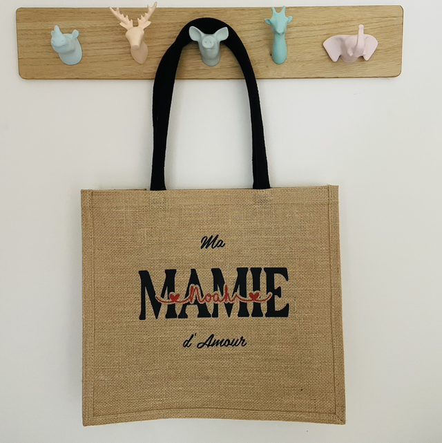 Sac toile de jute « Mamie » personnalisable