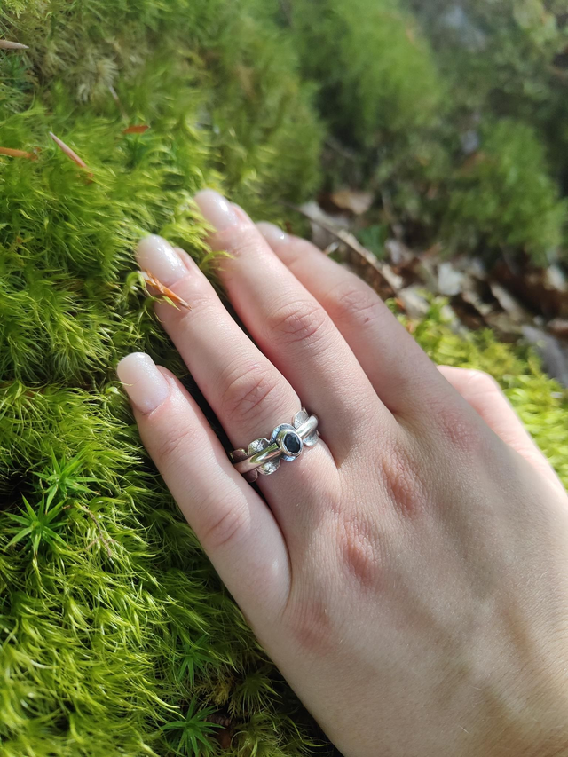 Bague en Argent inspiration Jarretière Nervure Tourmaline verte
