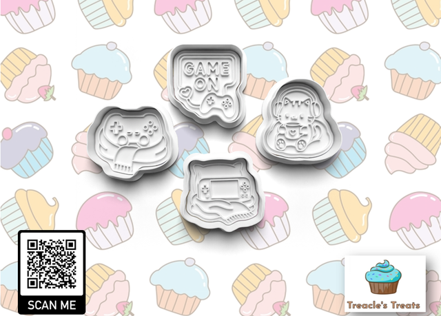 Cosy Gaming Fondant/cookie stamps with cutters  (1098)