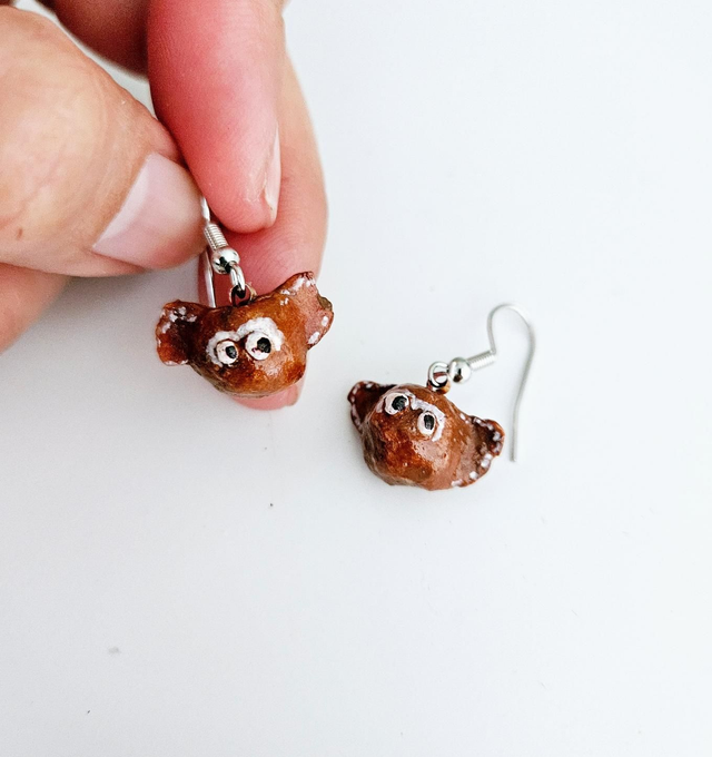 Lovely Brown Monster Earring ECO Handmade Unique Lightweight
