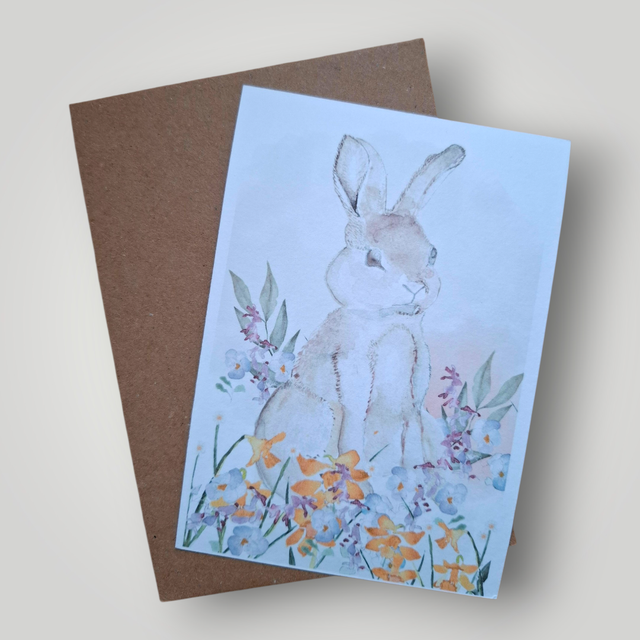 Karte"Hase im Blumenfeld"