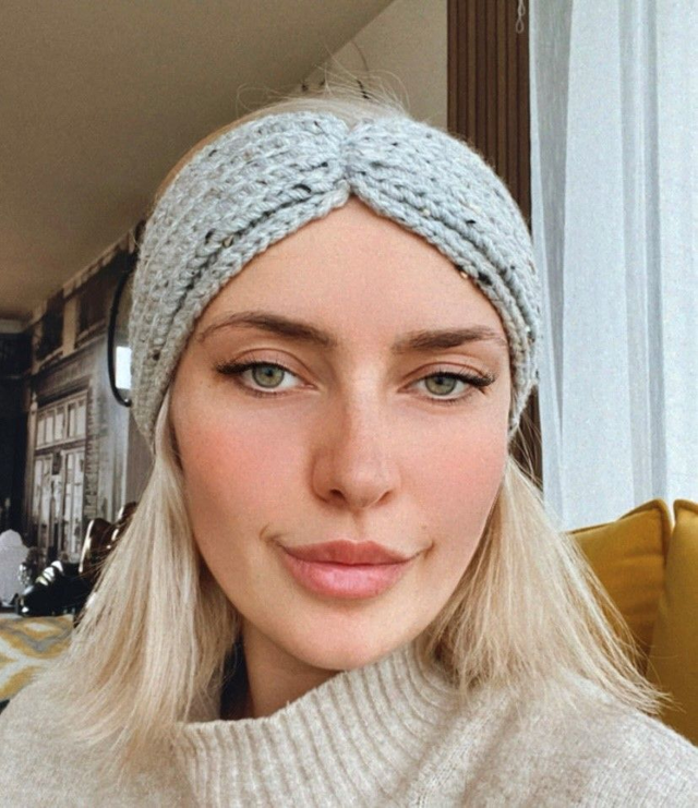 Bandeau large laine Tweed Gris