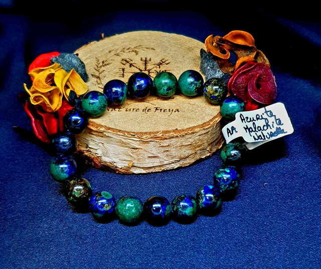 Bracelet Azurite malachite naturelle AA