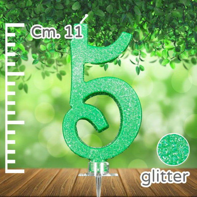 CANDELINA CM 11 VERDE GLITTER