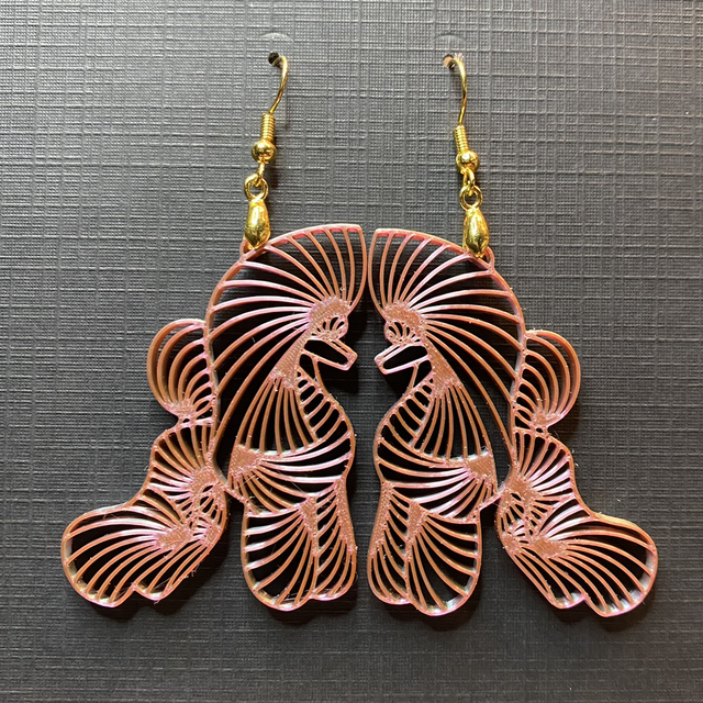 3D - Earrings Poodle Puppy Rose Gold