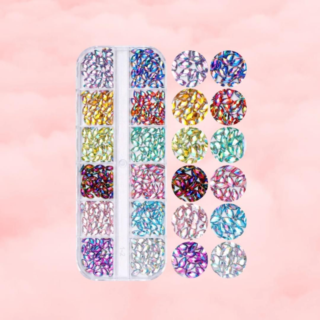 12 Grid Teardrop Coloured Gems