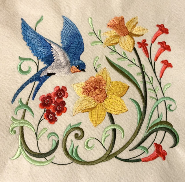 Bluebird with Daffodils 