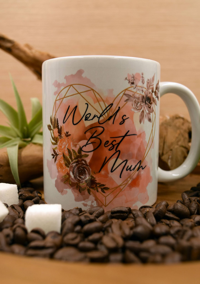 World’s Best Mum Mug – Elegant Floral 10oz Ceramic Gift