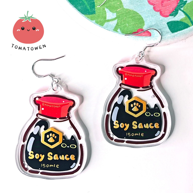 s925 Silver Acrylic Earrings: Soy sauce Kola