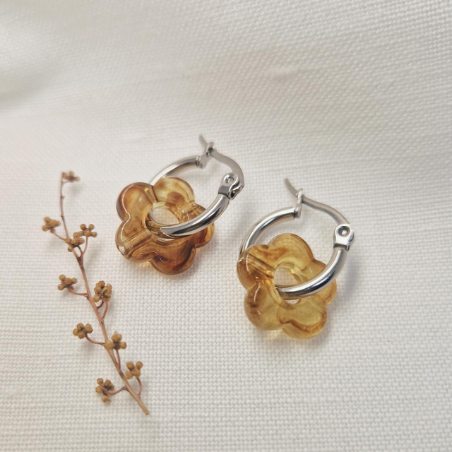 Boucles d'oreilles "Marguerite" - Ambre