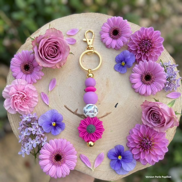 Porte-clé Fleur Fuschia