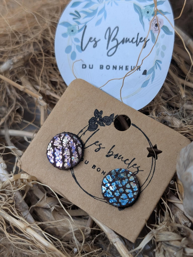 Boucles d&#039;oreilles puces holographique pu049