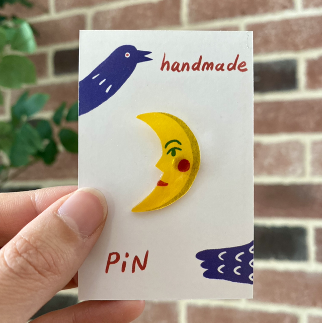 Handmade Moon Face Pin 