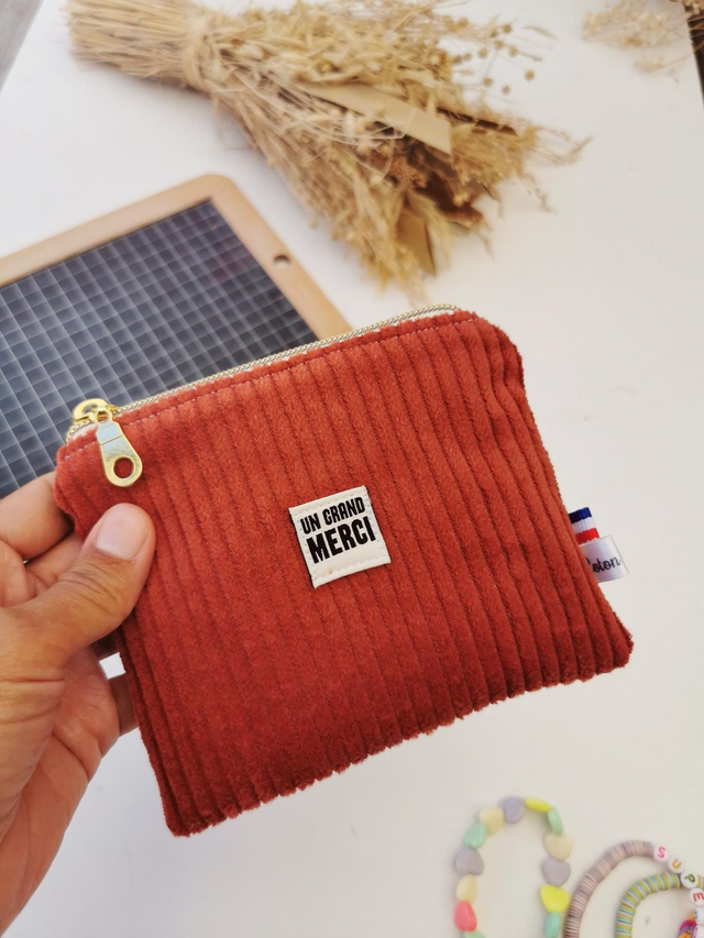 Pochette ROMY &quot;un grand merci&quot; rouille 