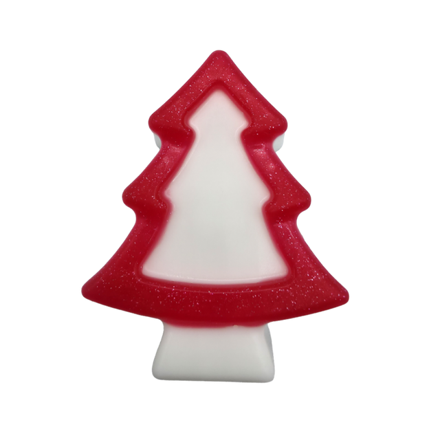 Savon de Noël Sapin blanc et rouge senteur pêche blanche