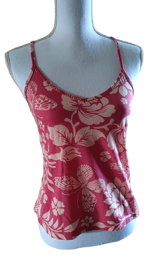 Débardeur rose à fleurs taille S (Pacifika)