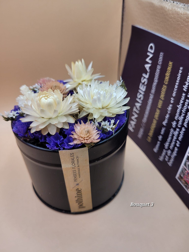 Bouquet de Fleurs séchées mod3 - boîte noire - marque POLHINE 