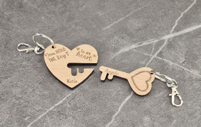 Sleutelhanger hart en sleutel