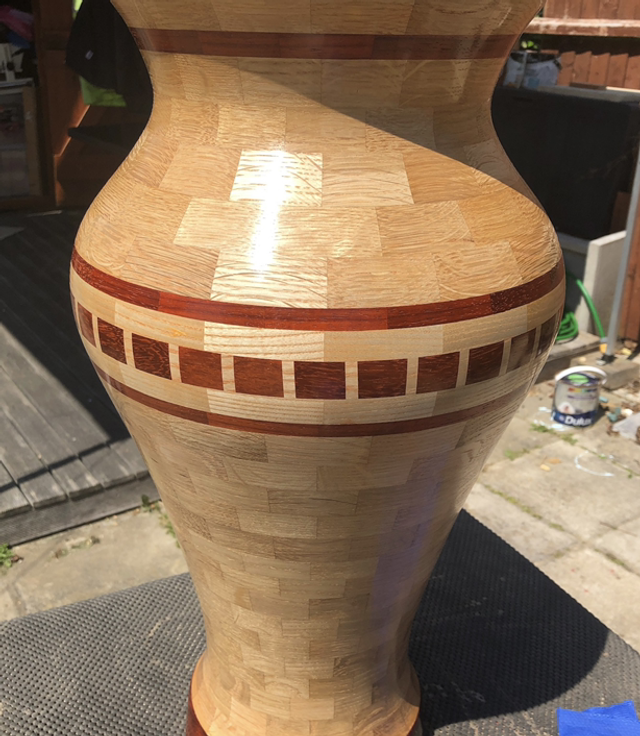 Large segmented Oak vase