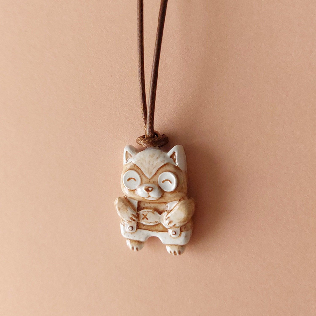 Cat Clay Pendant-Air dry clay charm-Cat fish necklace-Boho style charm-cat lover gift
