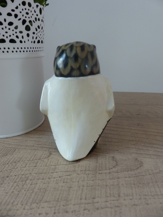 Statuette hibou dodu en céramique – Monsieur Hibou chic en smocking avec nœud papillon, décoration vintage amusante, idée cadeau professeur