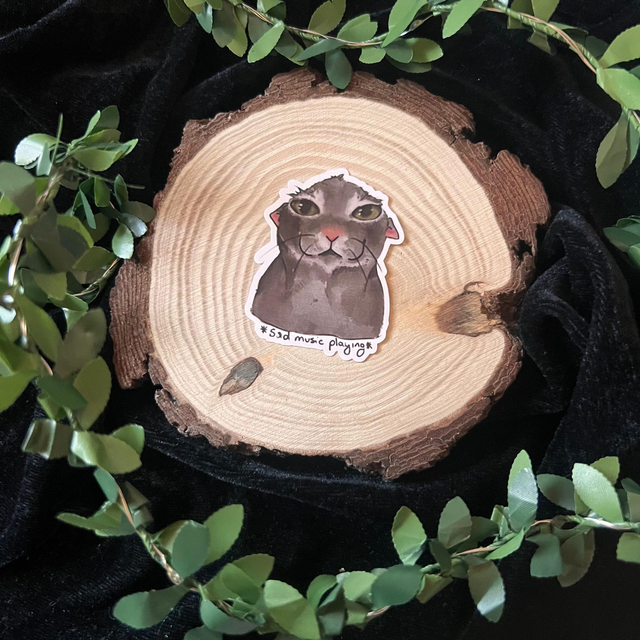 Sticker Gato // Sad Music Playing