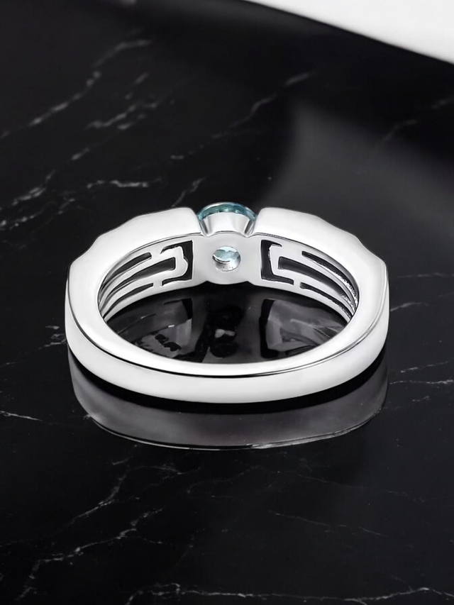 Beautiful Natural Aquamarine Zircon Solitaire Ring.
