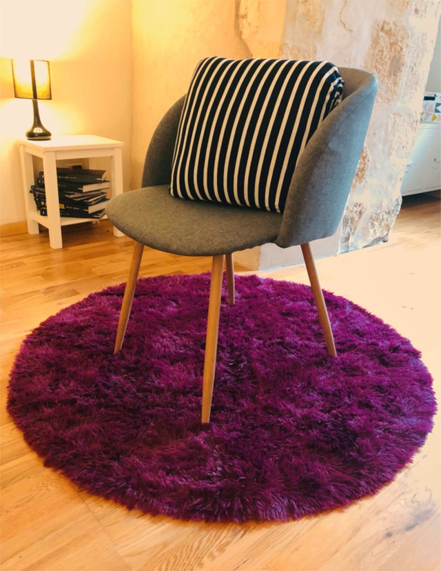 HODYSSEA Tapis RONDOUX Diamètre 120 cm 100% Polyester Poils longs