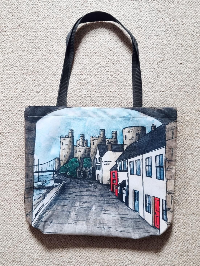 Conwy Quay and Castle tote bag
