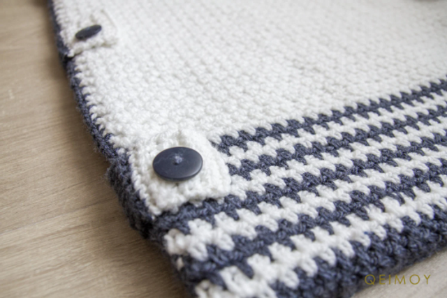 Handgemaakte voetenzak/trappelzak/slaapzak met voering (blauwwit)