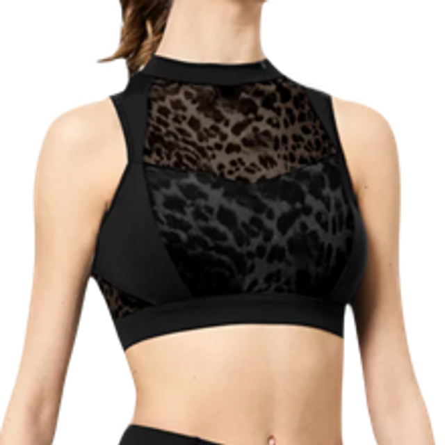 Wrap back printed mesh top - BLOCH