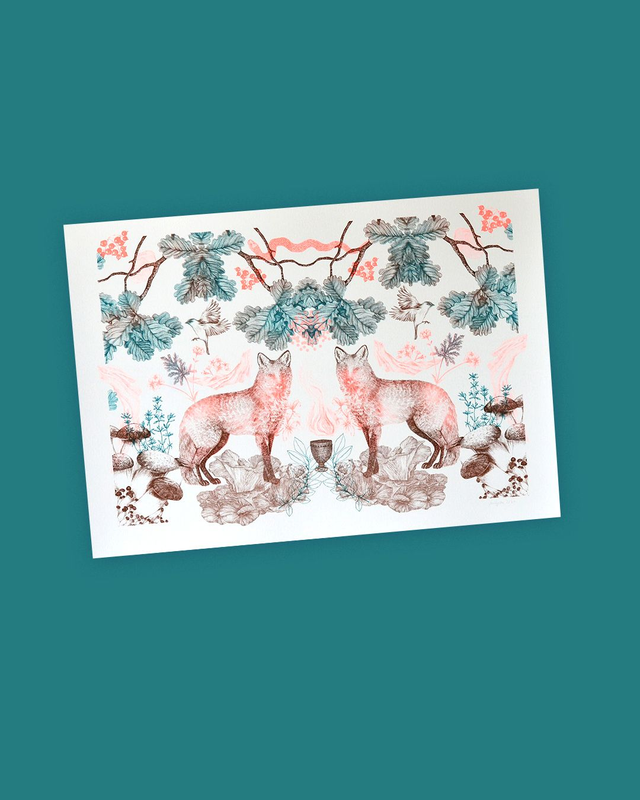 Affiche imprimée en risographie La forêt enchantée