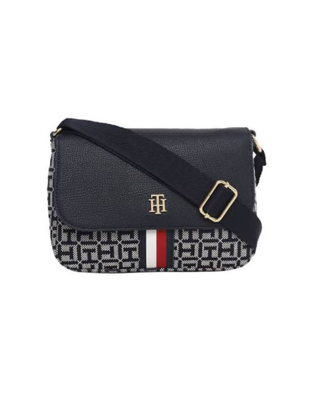 Tommy Hilfiger Crossbody Negro Tapa Frontal Correa Ajustable