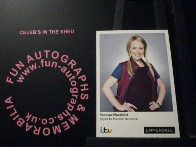 Michelle Hardwick (Vanessa Woodfield) Original Emmerdale Coloured Itv Logo Cast Card (SEE PIC)
