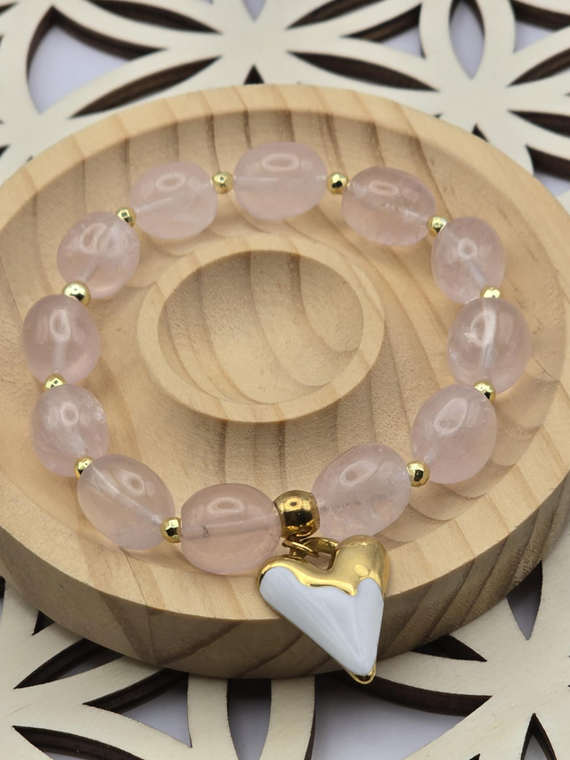 Bracelet Quartz rose ovale 