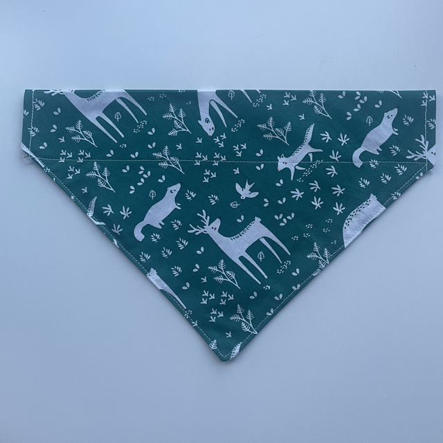 Dog bandanna green forest animals 
